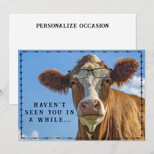Cartes Pour Fêtes Annuelles Lunettes de vache de ranch de ferme de country drô