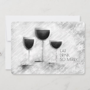 Cartes Pour Fêtes Annuelles Lunettes de vin nourriture gastronomique dîner de