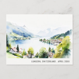 Cartes Pour Fêtes Annuelles Lungern Suisse Paysage à l'aquarelle Voyage