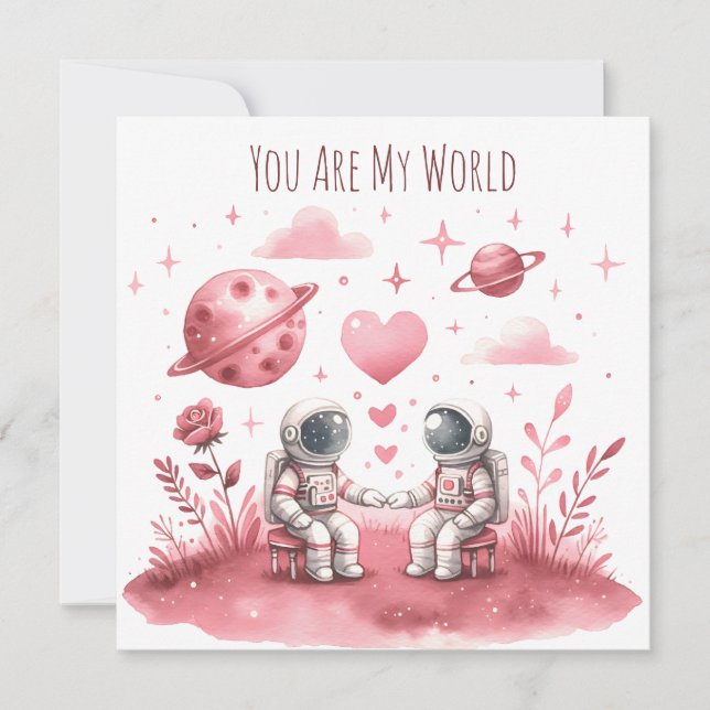 Cartes Pour Fêtes Annuelles Lupercalia Astronaut Space Love Valentine (Devant)