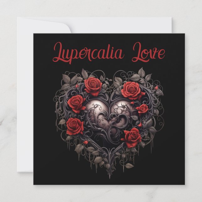 Cartes Pour Fêtes Annuelles Lupercalia Black Thorns & Roses Heart Valentine's (Devant)