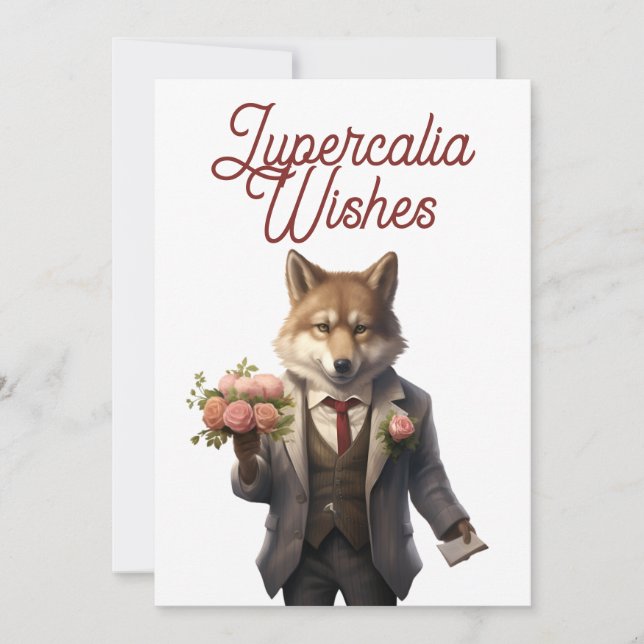 Cartes Pour Fêtes Annuelles Lupercalia Handsome Wolf Valentines Day (Devant)