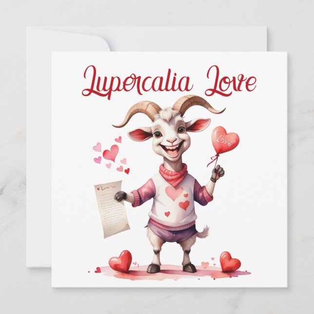 Cartes Pour Fêtes Annuelles Lupercalia Love Sweet Goat Hearts Valentine's Day (Devant)