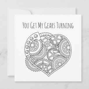 Cartes Pour Fêtes Annuelles Lupercalia Steampunk Cœur Engrenages Tournants Sai