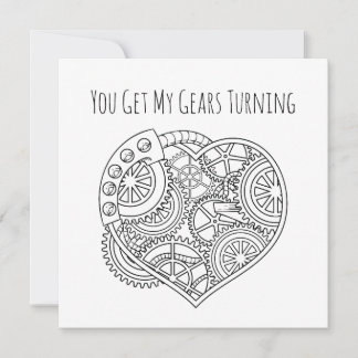 Cartes Pour Fêtes Annuelles Lupercalia Steampunk Heart Gears Turning Valentine