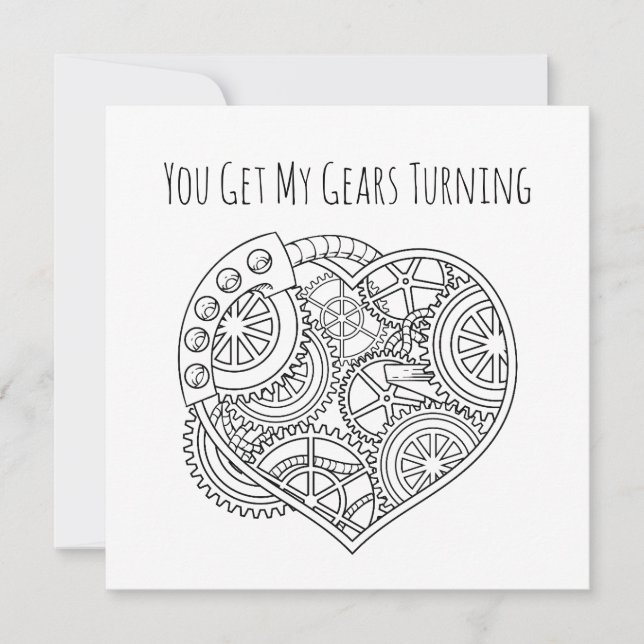 Cartes Pour Fêtes Annuelles Lupercalia Steampunk Heart Gears Turning Valentine (Devant)