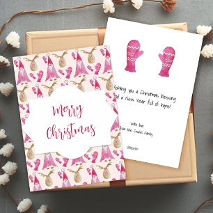 Cartes Pour Fêtes Annuelles Lutin de Noël et renne avec gants