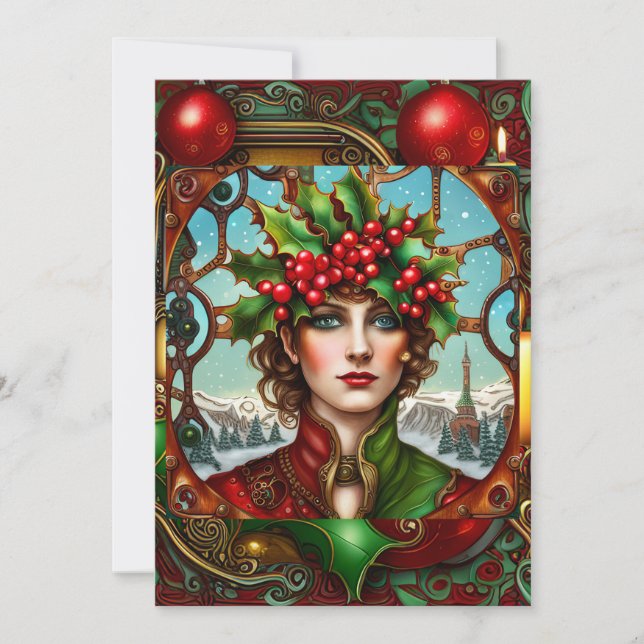 Cartes Pour Fêtes Annuelles Lutin de Noël Steampunk (Devant)