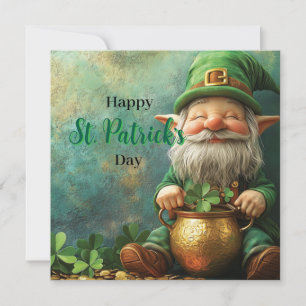 Cartes Pour Fêtes Annuelles Lutin Gnome et Pot d'Or Jour de la Saint-Patrick
