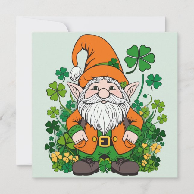 Cartes Pour Fêtes Annuelles Lutin Irlandais (Devant)