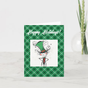 Cartes Pour Fêtes Annuelles Lutine de Noël enjouée avec chapeau haut de forme