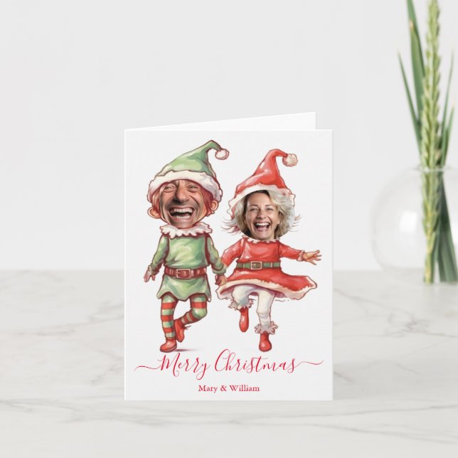 Cartes Pour Fêtes Annuelles lutins de Noël couple (Devant)