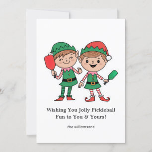 Cartes Pour Fêtes Annuelles Lutins de Noël drôles de pickleball, Texte personn