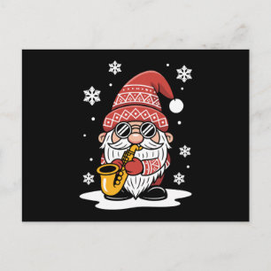 Cartes Pour Fêtes Annuelles Lutins de Noël Saxophone Lunettes de soleil Flocon