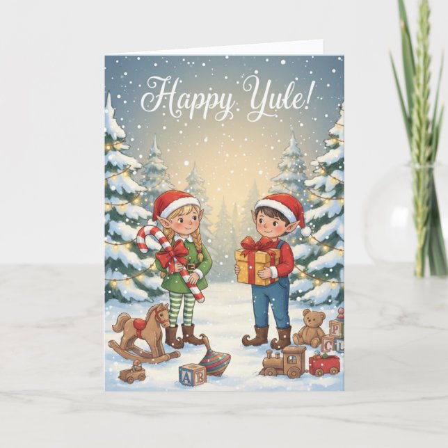 Cartes Pour Fêtes Annuelles Lutins de Yule (Devant)