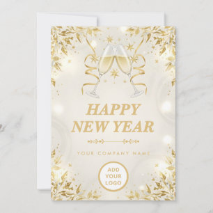 Cartes Pour Fêtes Annuelles Luxueux Champagne & Affaires Blanches Bonne Année