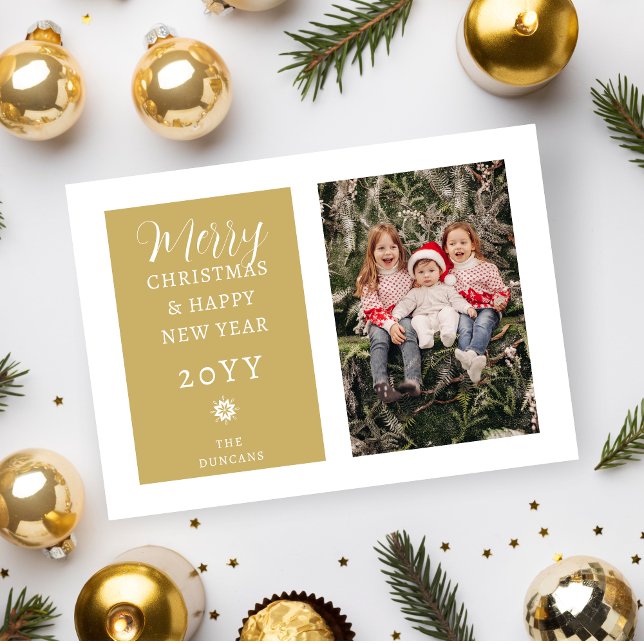 Cartes Pour Fêtes Annuelles Luxurious Minimalist Christmas Gold Modern Photo (Luxurious Minimalist Christmas Faux Gold Modern Photo Holiday Card with Envelope.)