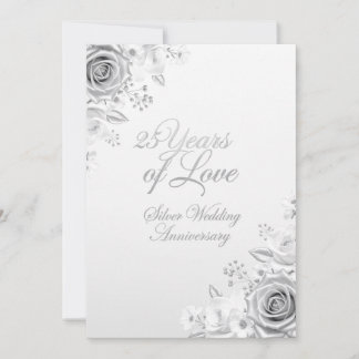 Cartes Pour Fêtes Annuelles Luxury Floral 25th Wedding Anniversary Card