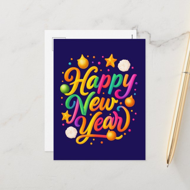 Cartes Pour Fêtes Annuelles Luxury New Year (Devant/Arrière en situation)