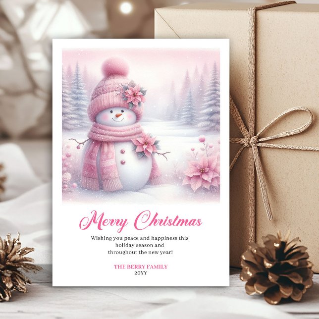 Cartes Pour Fêtes Annuelles Luxury Pink Snowman Kids Editable Christmas Cards (Luxury Pink Snowman Kids Editable Christmas Greeting Card

)