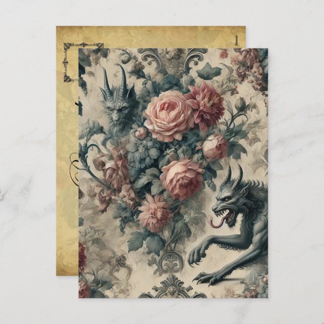 Cartes Pour Fêtes Annuelles Lycans & Berceuses - Gothique Conception Victorien (Devant / Derrière)