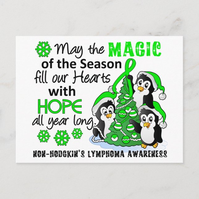 Cartes Pour Fêtes Annuelles Lymphome des pingouins de Noël non Hodgkin (Devant)