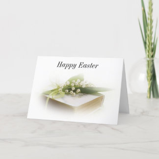 Cartes Pour Fêtes Annuelles Lys de la vallée avec la bible Joyeux Pâques
