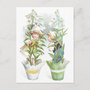 Cartes Pour Fêtes Annuelles Lys de Pâques et Enfants Vintages