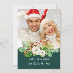 Cartes Pour Fêtes Annuelles M. et Mme First Christmas Forest Green Gold Photo