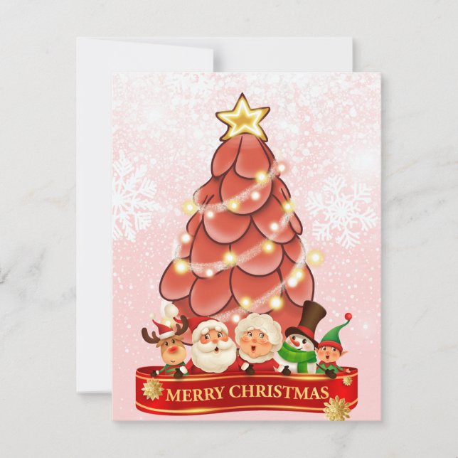 Cartes Pour Fêtes Annuelles M. et Mme Père Noël Pink Christmas Tree (Devant)
