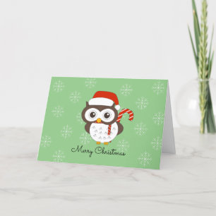 Cartes Pour Fêtes Annuelles M. Owl Candy Cane Flocons de Noël Christmas