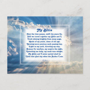 Cartes Pour Fêtes Annuelles "Ma Bible" poème chrétien avec Sunlit Sky