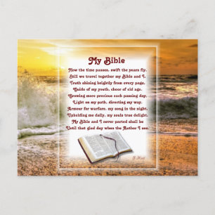 Cartes Pour Fêtes Annuelles "Ma Bible" poème chrétien avec Sunset Beach