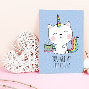 Cartes Pour Fêtes Annuelles Ma Coupe de Thé Cute Kawaii Valentines de maïs Cat