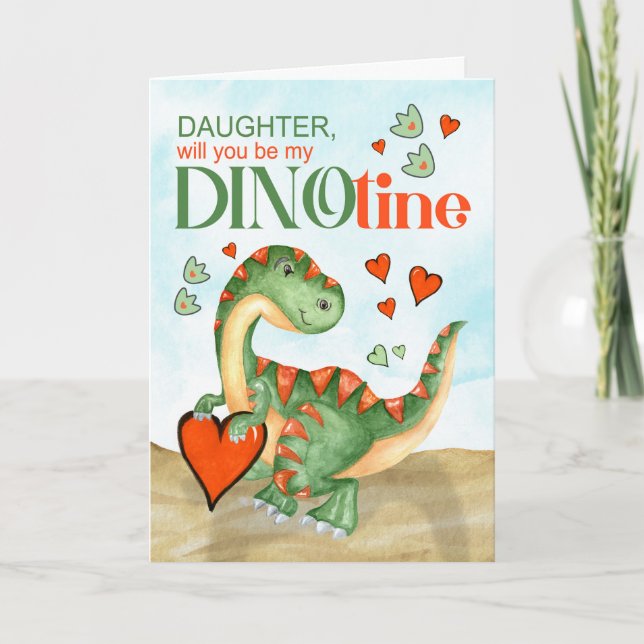 Cartes Pour Fêtes Annuelles Ma fille Saint-Valentin T-Rex dinosaure sois mienn (Devant)