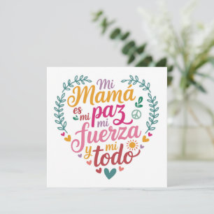 Cartes Pour Fêtes Annuelles Ma Maman est Ma Paix – Cœur Typographique Coloré