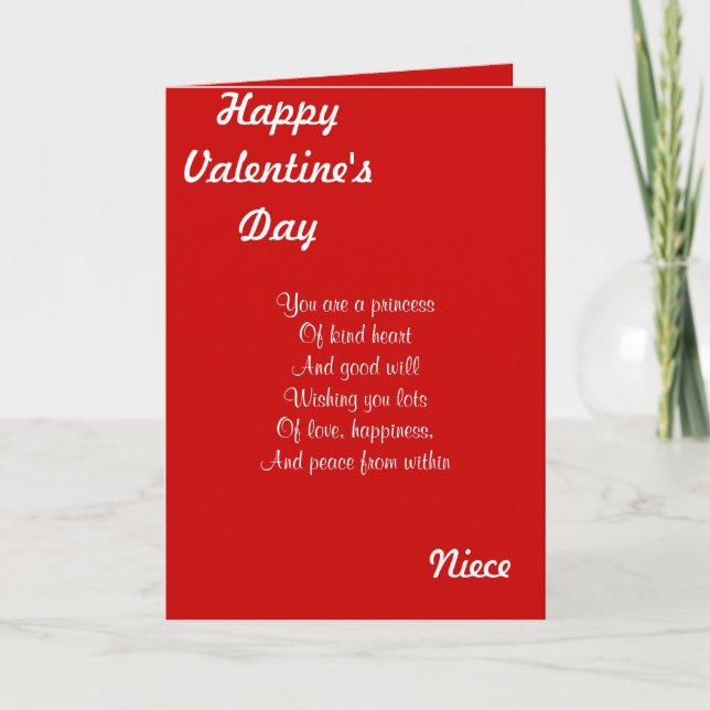 Cartes Pour Fêtes Annuelles Ma nièce le jour de la Saint-Valentin (Devant)