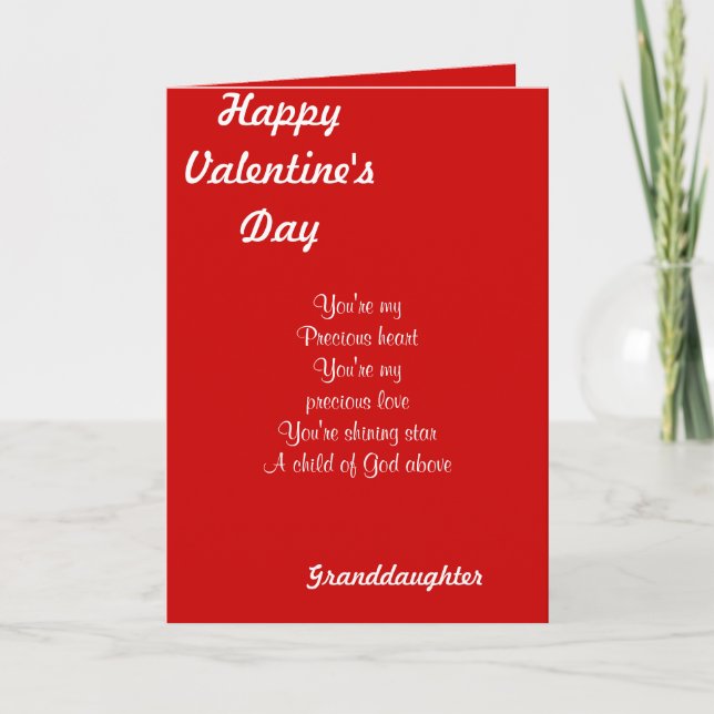 Cartes Pour Fêtes Annuelles Ma petite-fille le jour de la Saint-Valentin (Devant)