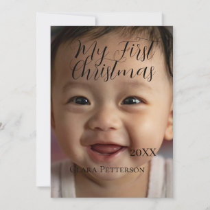 Cartes Pour Fêtes Annuelles Ma première photo bébé de Noël ajouter nom année m
