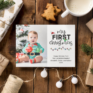 Cartes Pour Fêtes Annuelles Ma première photo de bébé de Noël