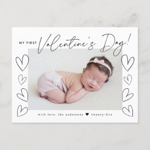 Cartes Pour Fêtes Annuelles Ma première Saint Valentin Photo de script noir