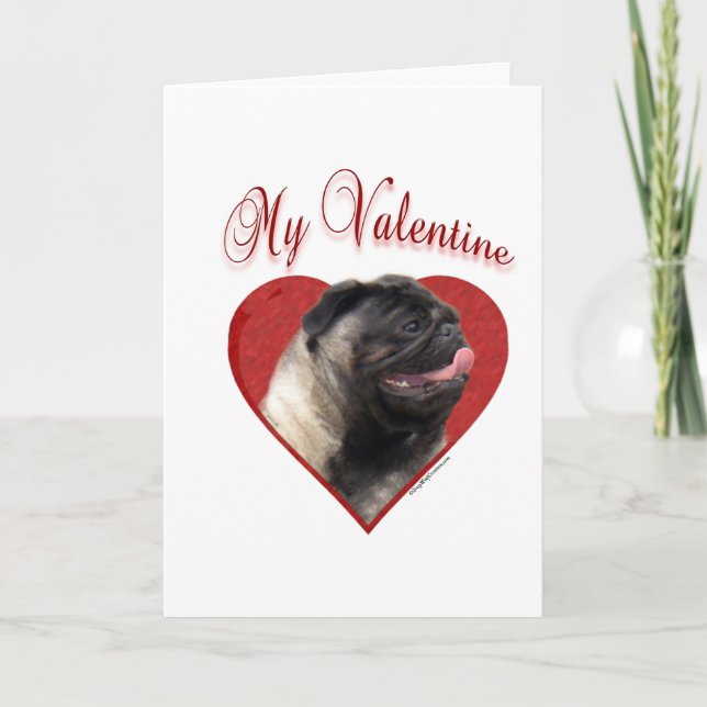 Cartes Pour Fêtes Annuelles Ma Saint-Valentin Pug (Devant)