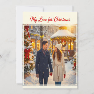 CARTES POUR FÊTES ANNUELLES MA SCÈNE D'AMOUR POUR NOËL HOMME ET FEMME ENSEMBLE