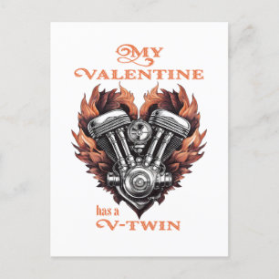Cartes Pour Fêtes Annuelles Ma Valentine a un V‑Twin, style biker.