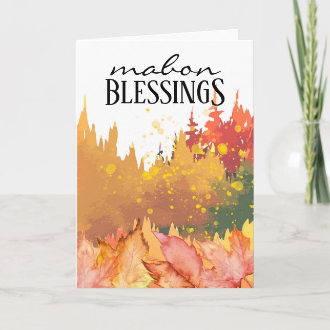 Cartes Pour Fêtes Annuelles Mabon Autum Equinox Automne Arbres & Feuille Wicca (Devant)