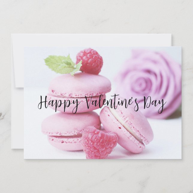 Cartes Pour Fêtes Annuelles Macarons aux framboises roses Saint-Valentin (Devant)