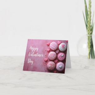 Cartes Pour Fêtes Annuelles Macarons roses avec cœurs Message de la Saint-Vale