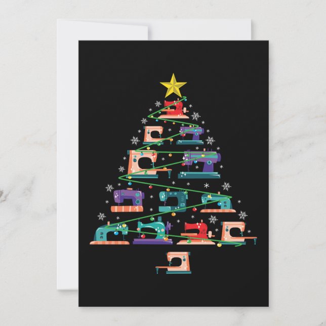 Cartes Pour Fêtes Annuelles Machine à coudre Noël Xmas Tree Quilter Cadeau (Devant)