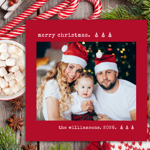 Cartes Pour Fêtes Annuelles Machine à écrire minimaliste Photo de pin Rouge No