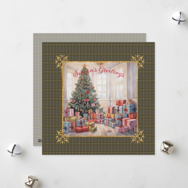 Cartes Pour Fêtes Annuelles MacIntyre Hunting W  Scottish Tartan Christmas (Devant/Arrière en situation)